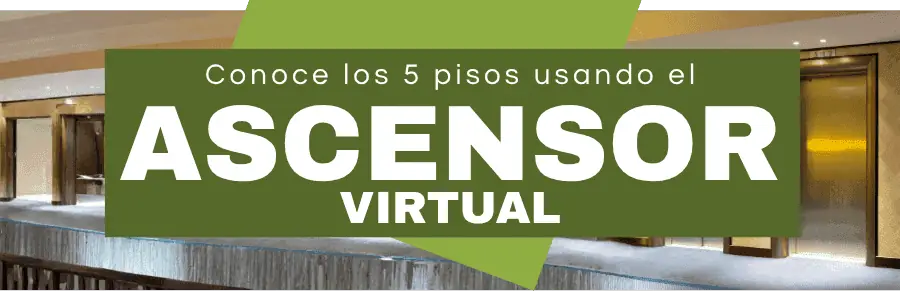 Conoce todo el centro virtual usando el ascensor virtual de centro virtual del llano